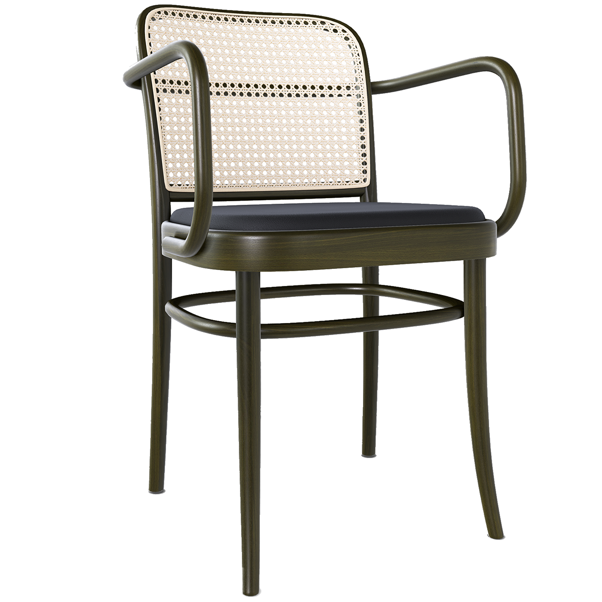 811 Upholstered Seat Mesh/Cane Back Armchair - WOO .Design