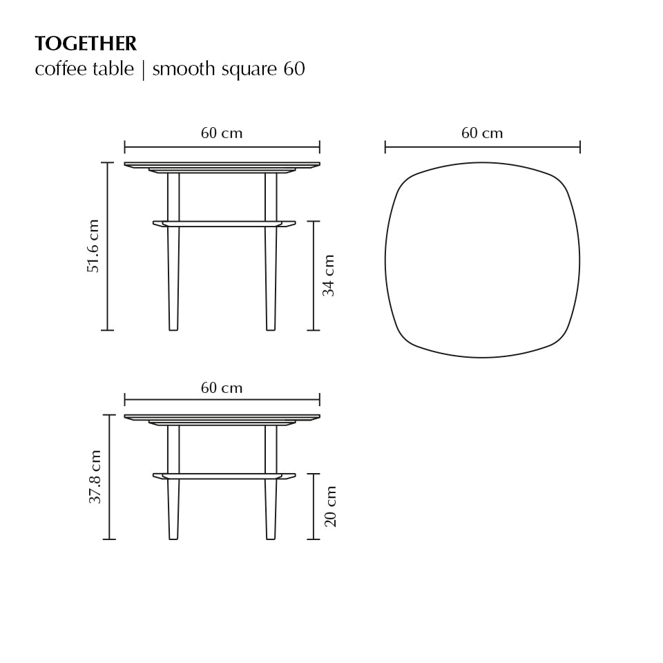 Together Smooth 60 Square Coffee Table