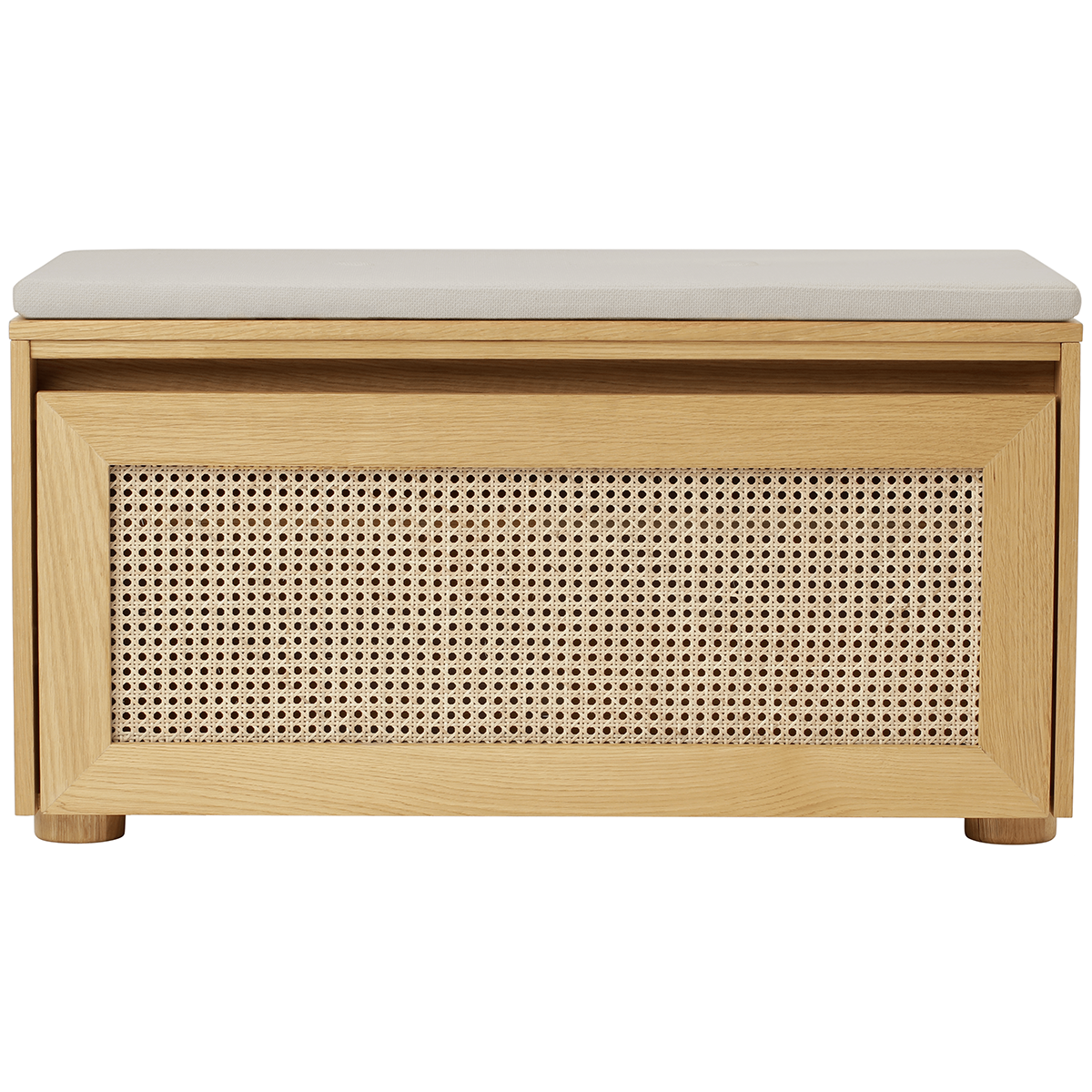 Hideaway Cane Door Storage Bench with Cushion