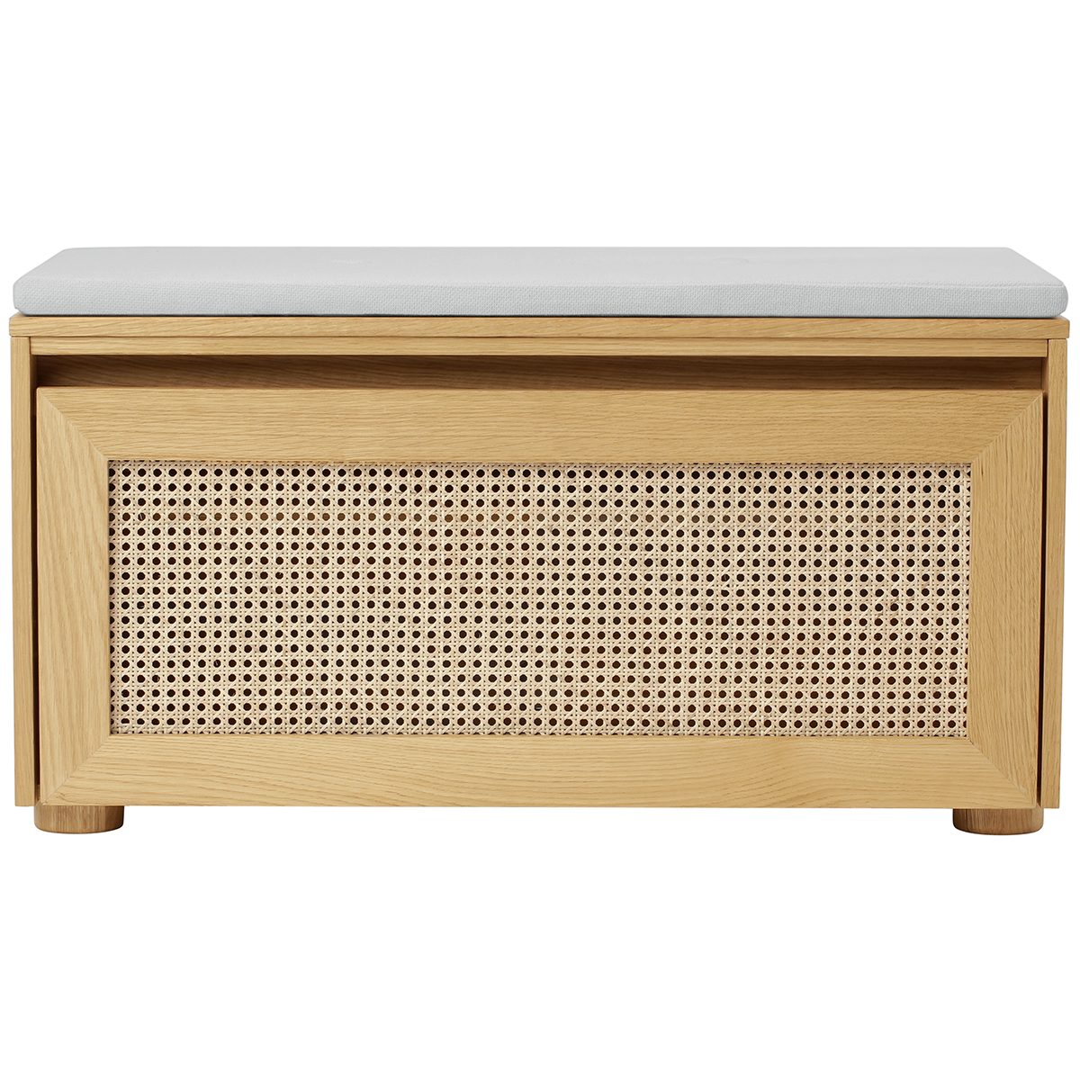 Hideaway Cane Door Storage Bench with Cushion