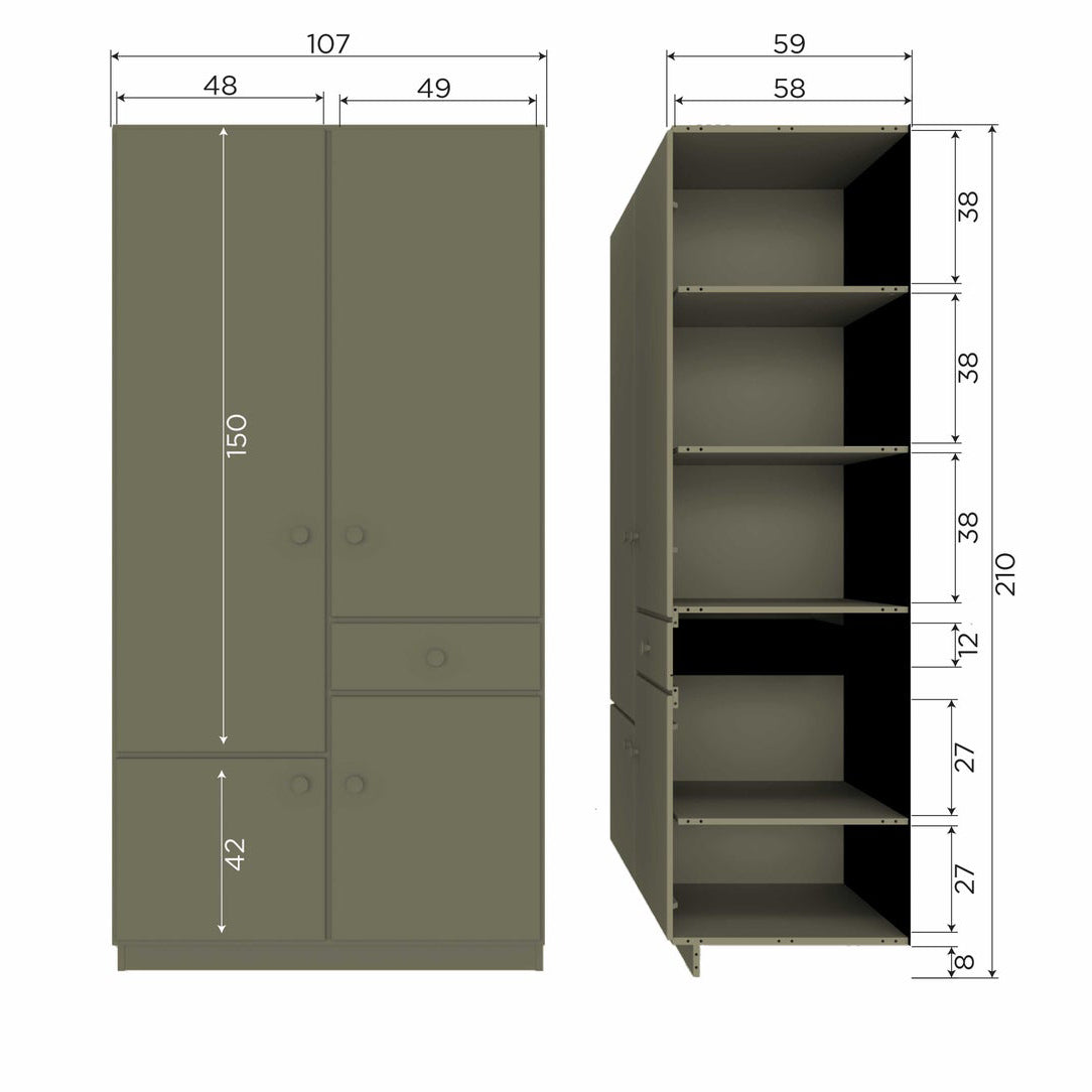 Alfie Forest Pine Wood 2 Doors Wardrobe