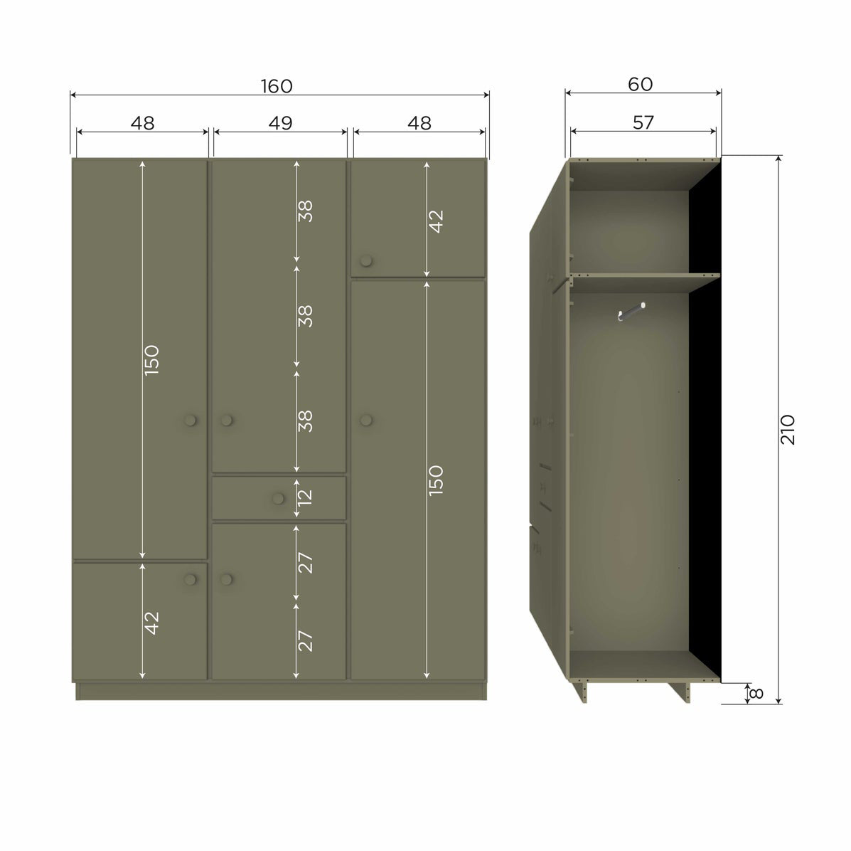 Alfie Forest Pine Wood 3 Doors Wardrobe