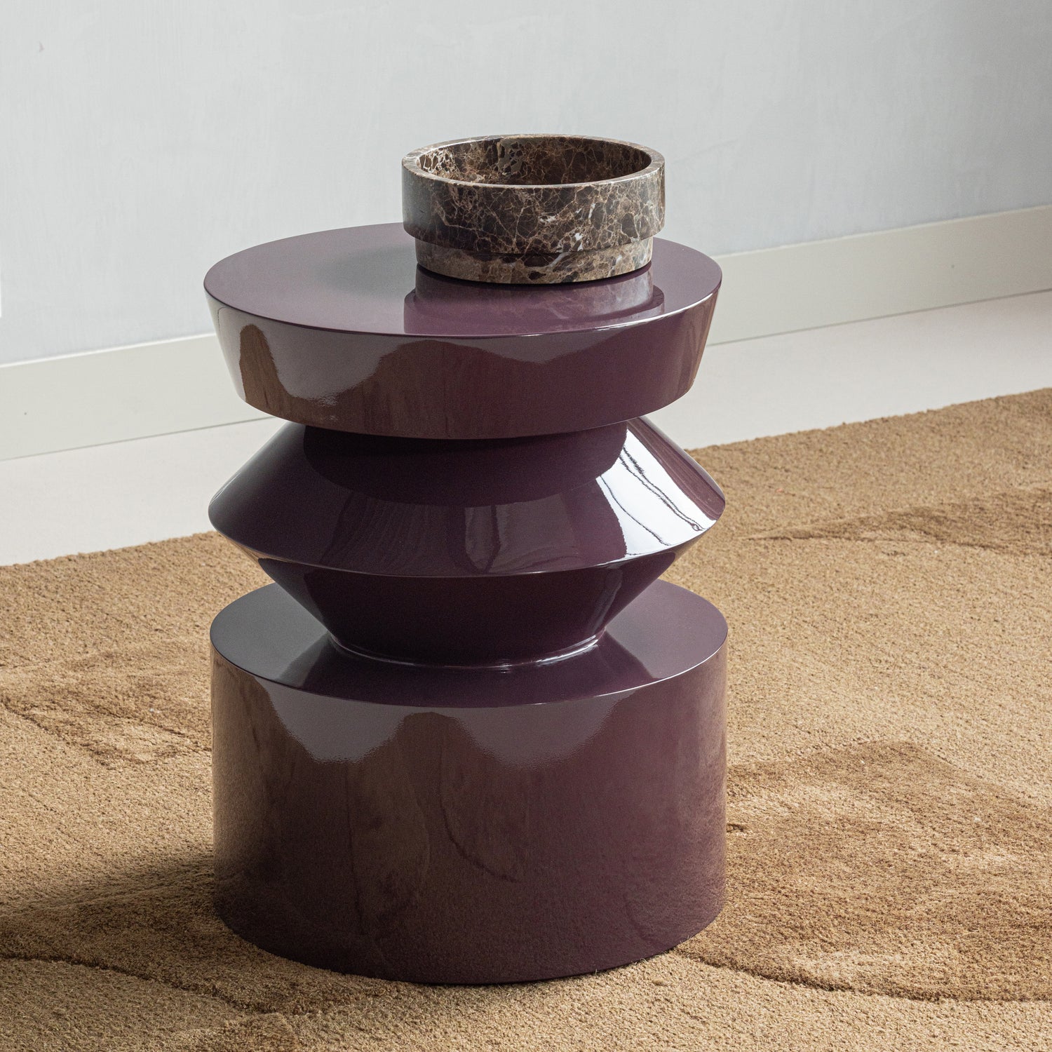 Auren Purple/Brown High Gloss Side Table