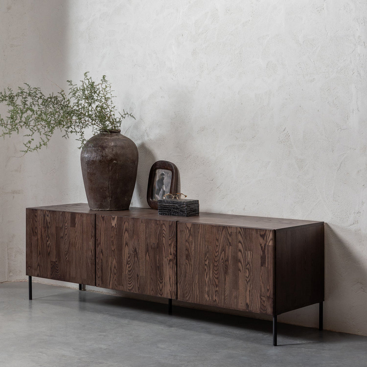 Bono Gravure Brown Ash Wood TV Unit
