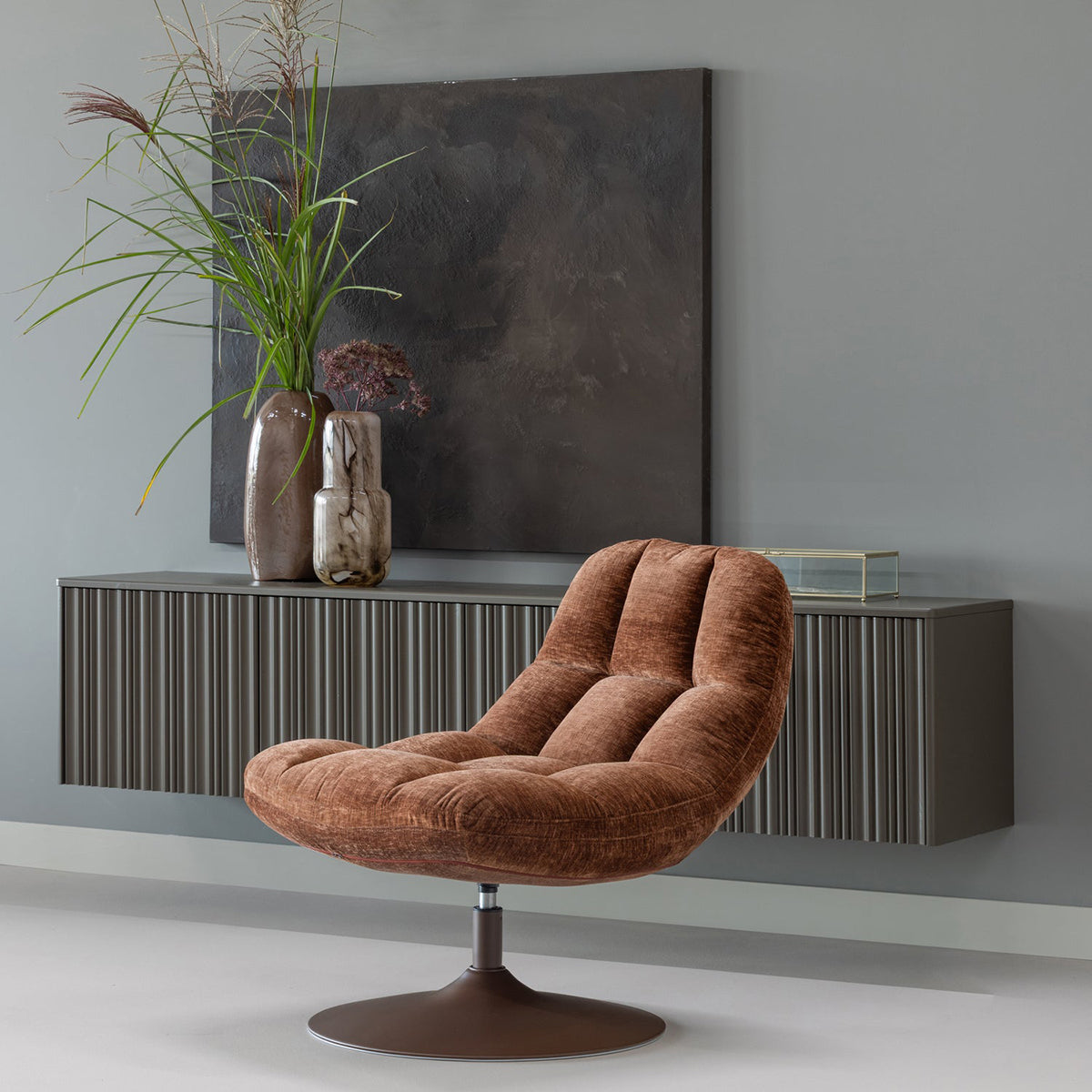 Elvi Chenille Swivel Armchair