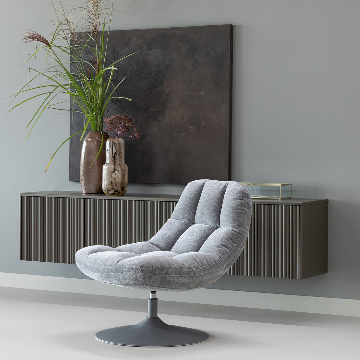 Elvi Chenille Swivel Armchair