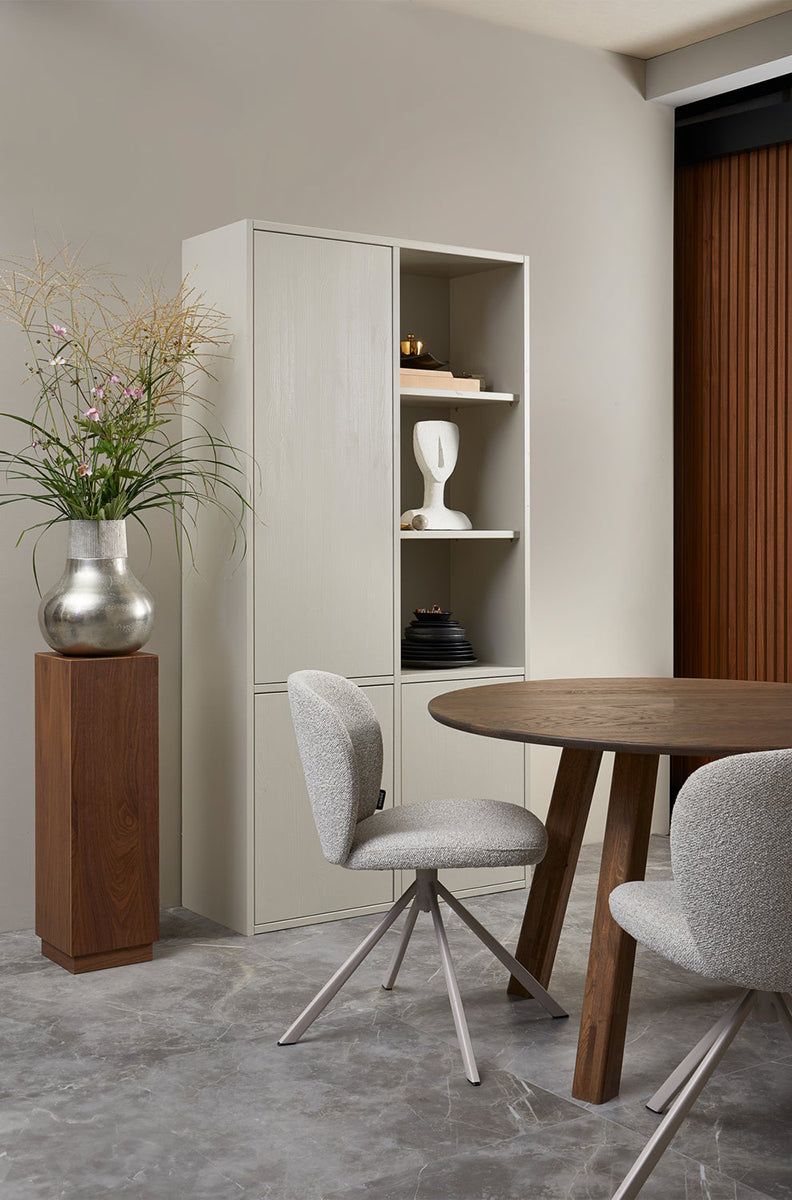 Femke Natural Boucle Swivel Dining Chair