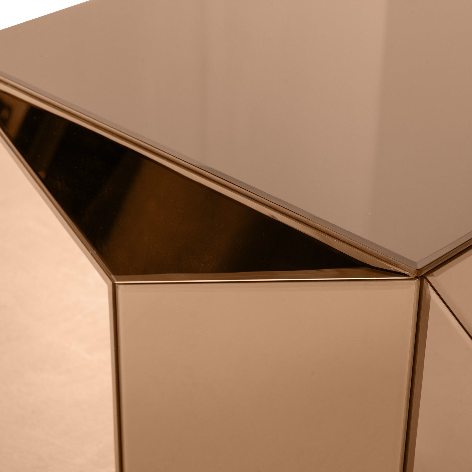 Glintz Brown Mirror Side Table