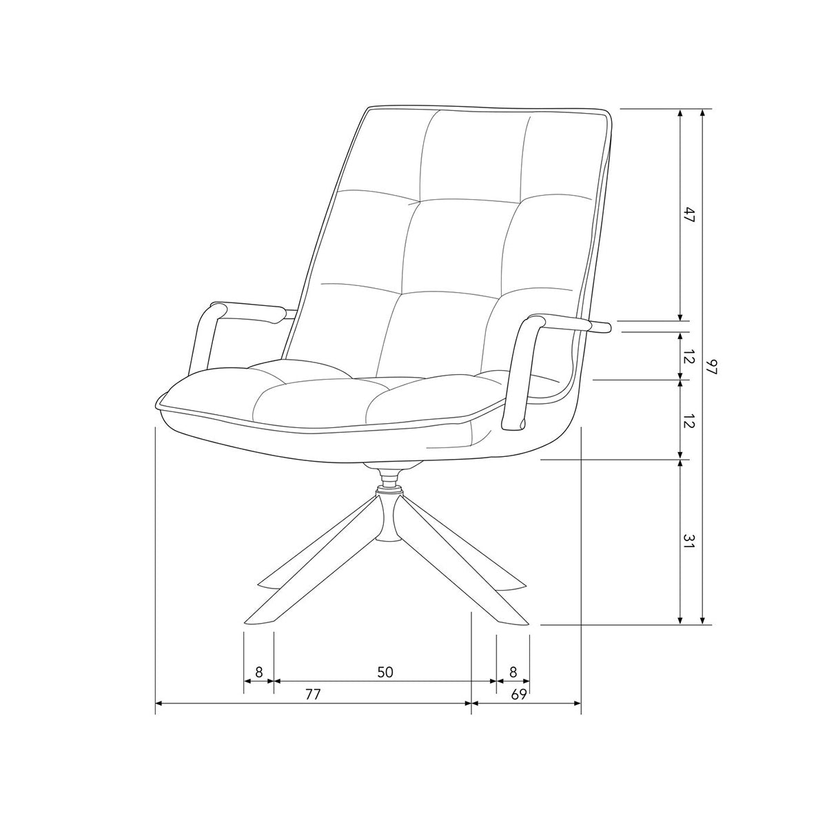Jouke Imitation Leather Swivel Armchair with Armrest