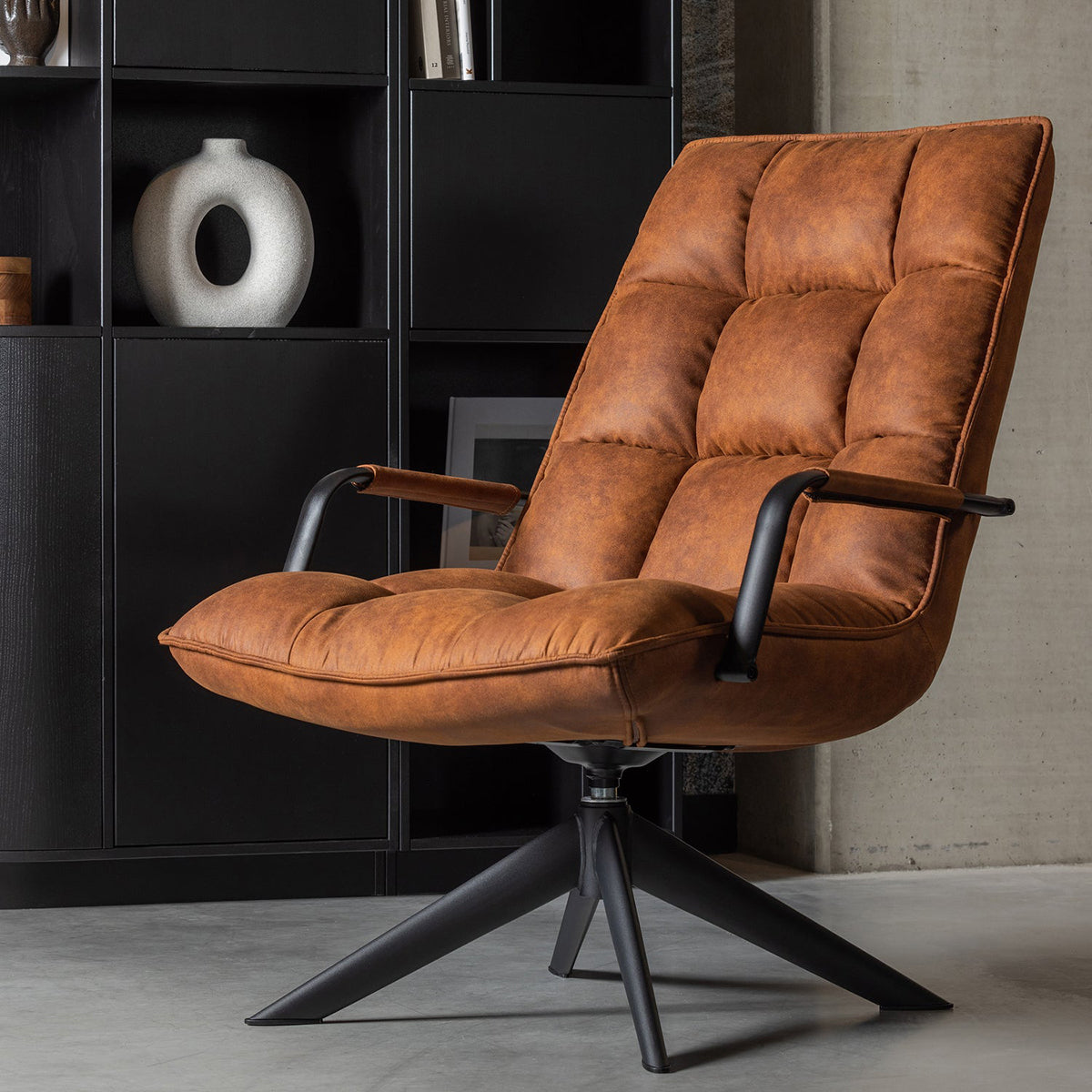 Jouke Imitation Leather Swivel Armchair with Armrest