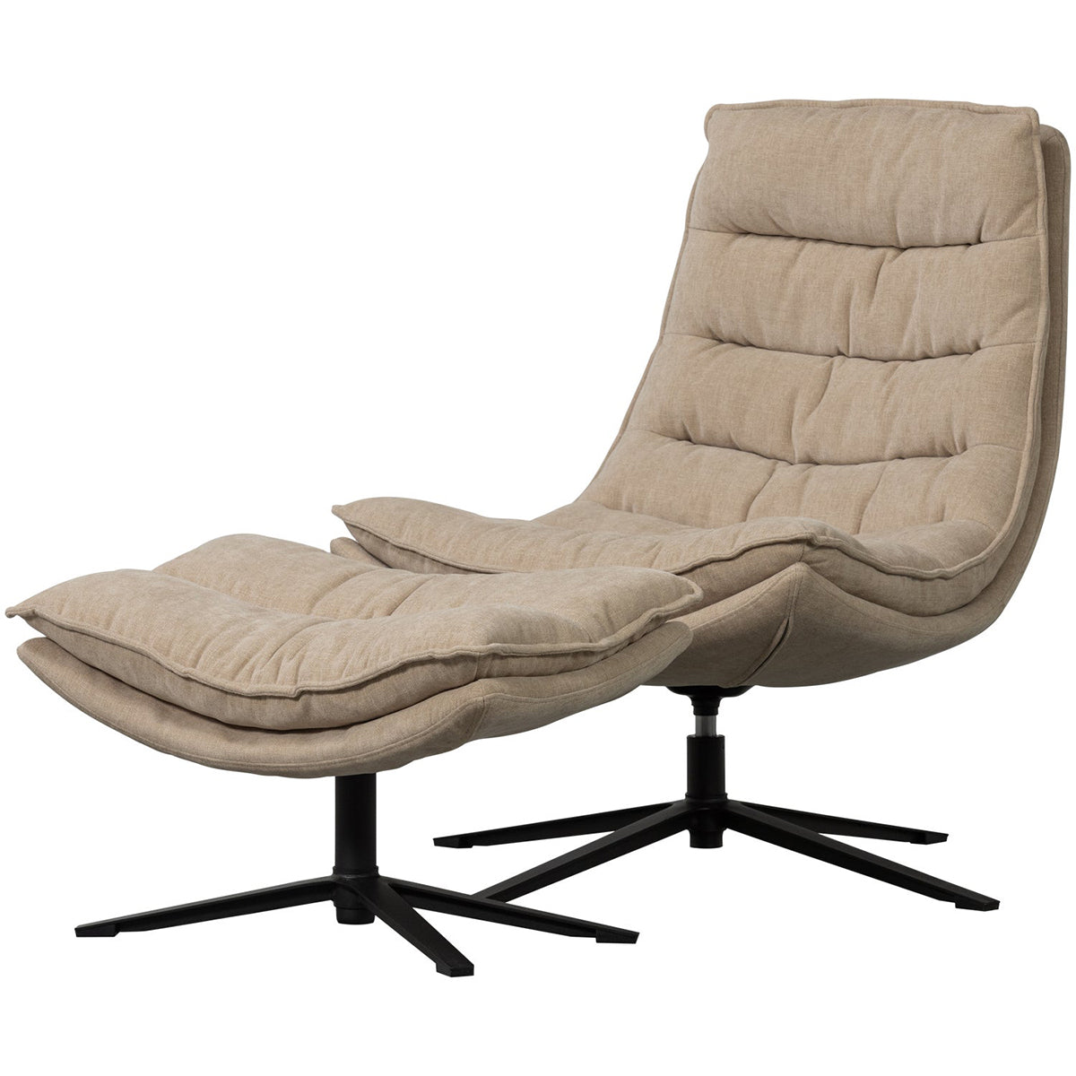 Kube Swivel Armchair with Hocker