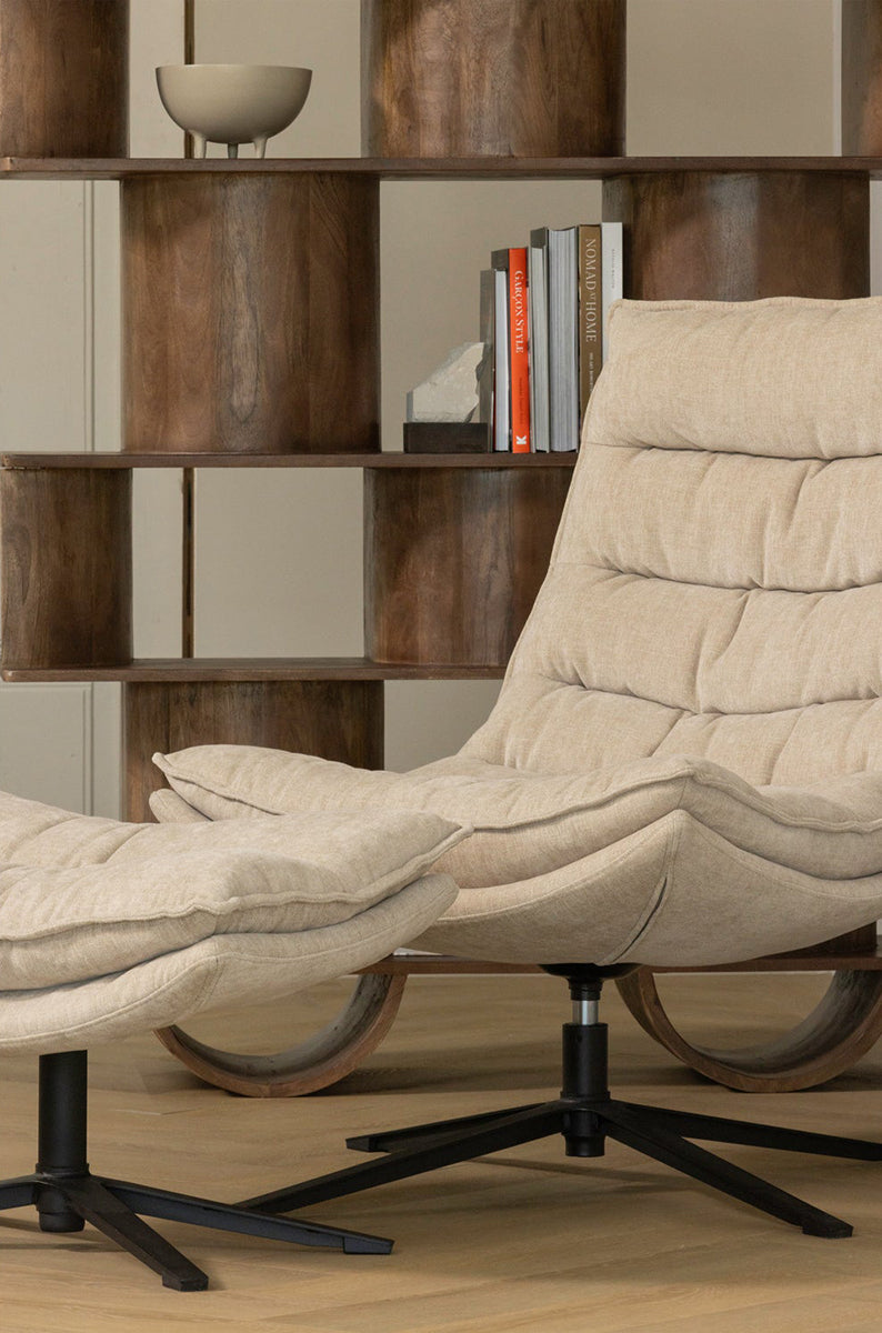 Kube Swivel Armchair with Hocker