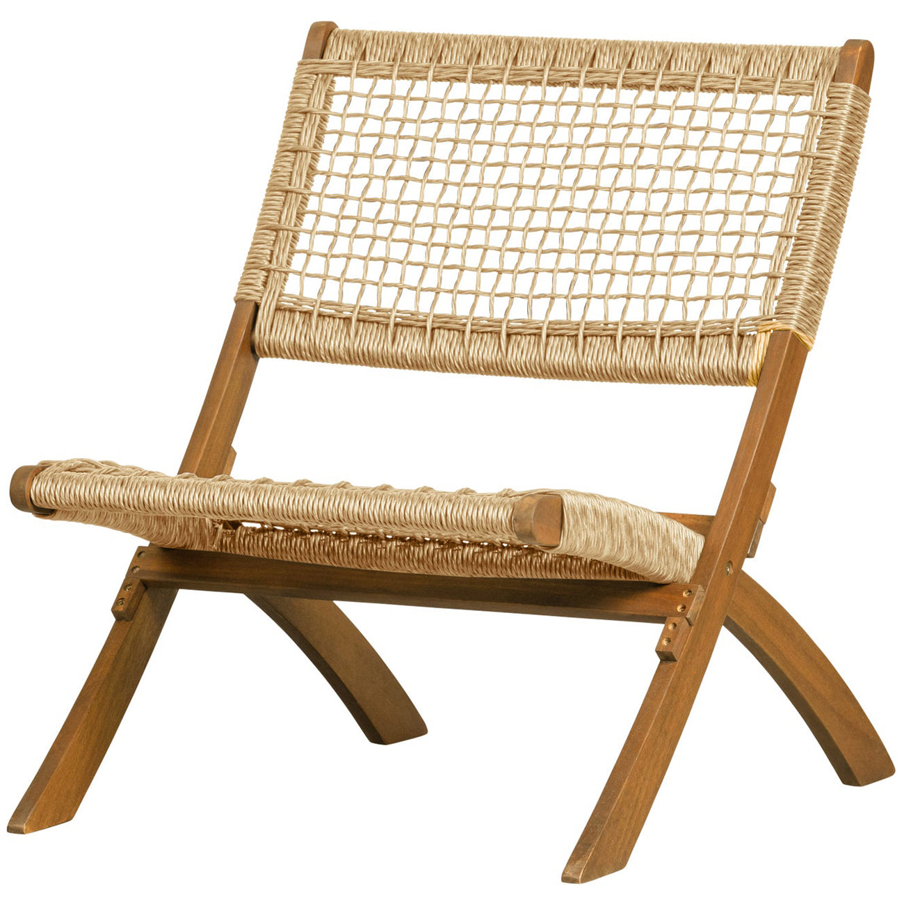 Lois Natural Eucalyptus Wood Garden Folding Chair