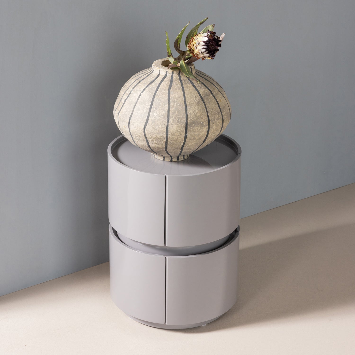 Lunex Light Grey High Gloss Night Stand