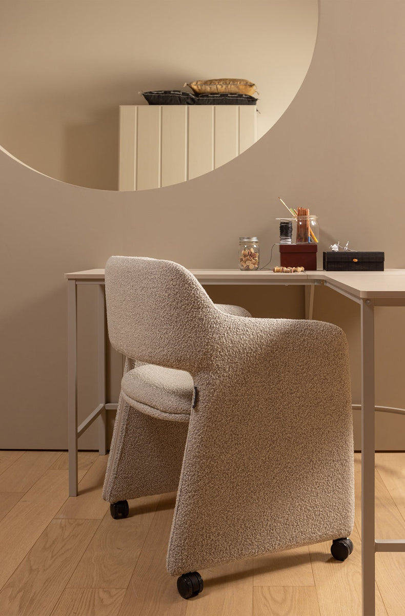 Lyric Boucle Dining Chair with Wheels