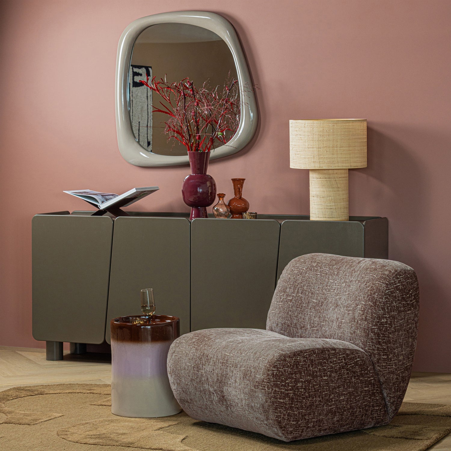 Ollo Pink/Brown Decorative Side Table