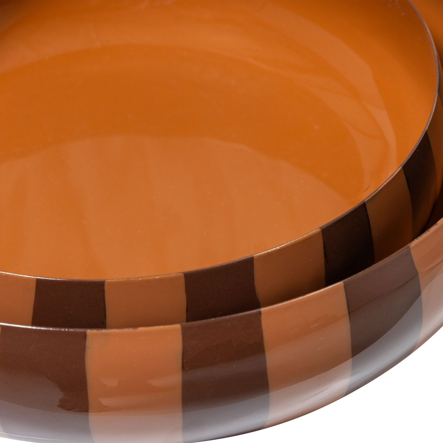 Orba Brown/Pink Stripes High Gloss Bowl (2/Set)