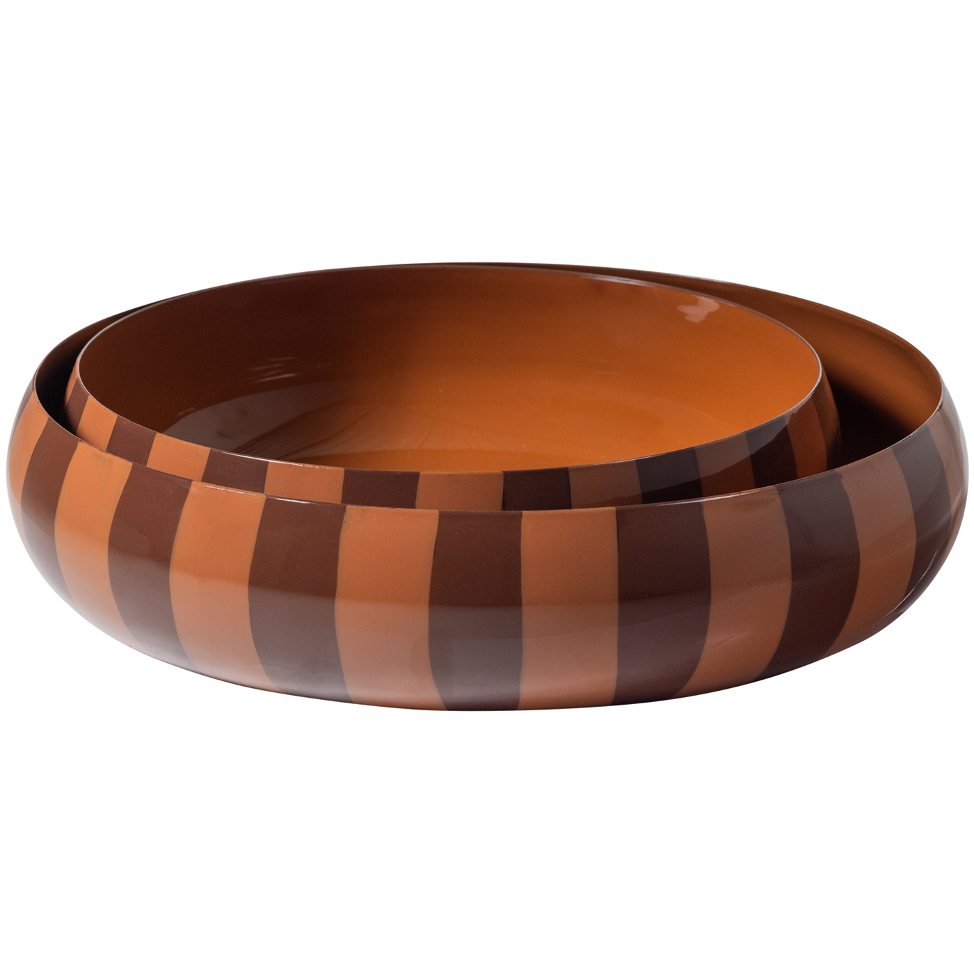Orba Brown/Pink Stripes High Gloss Bowl (2/Set)