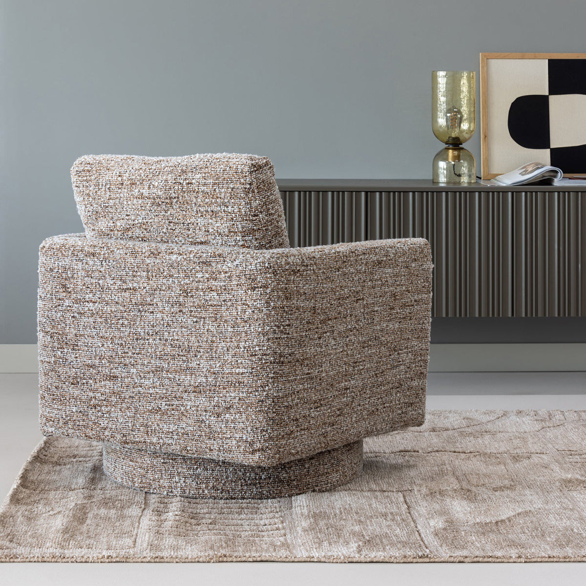 Oska Boucle Swivel Armchair