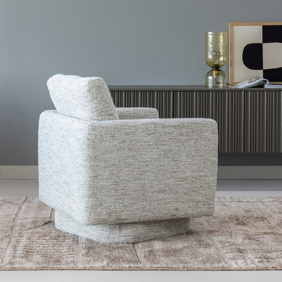 Oska Boucle Swivel Armchair