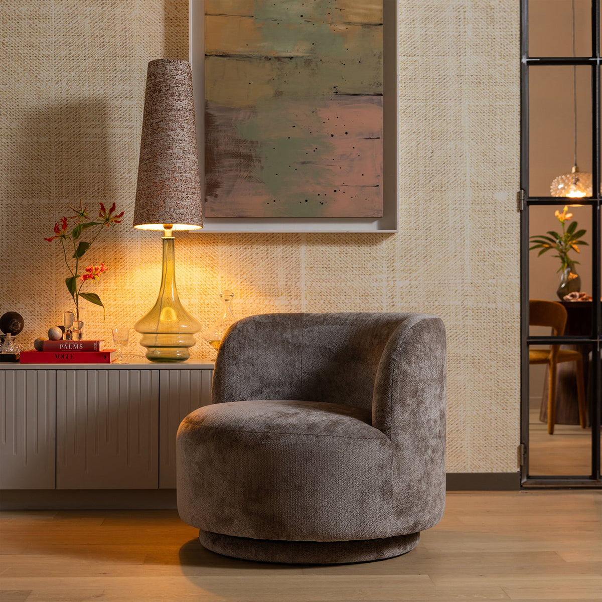 Popular Chenille Rotation Armchair
