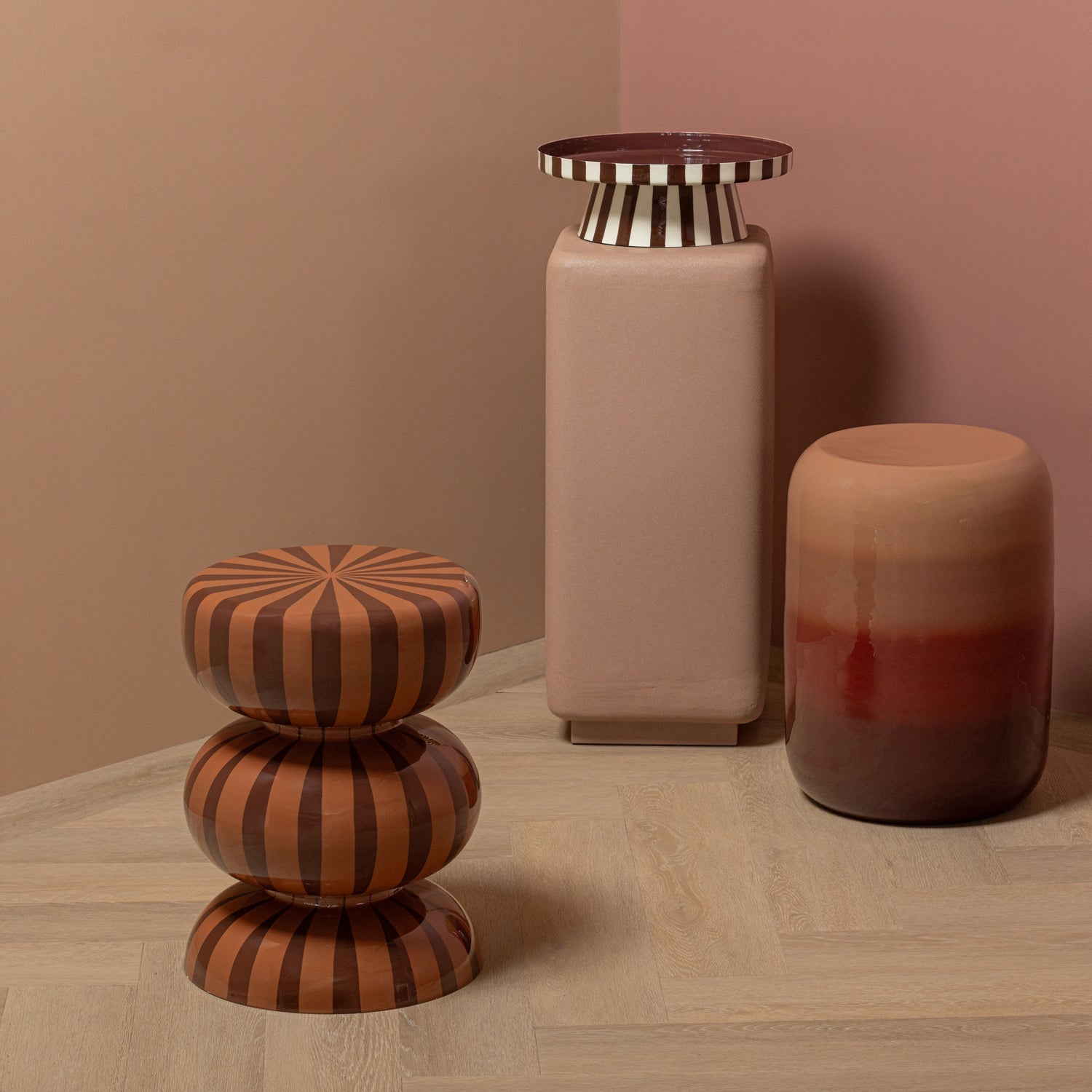 Ravo Pink/Brown Side Table