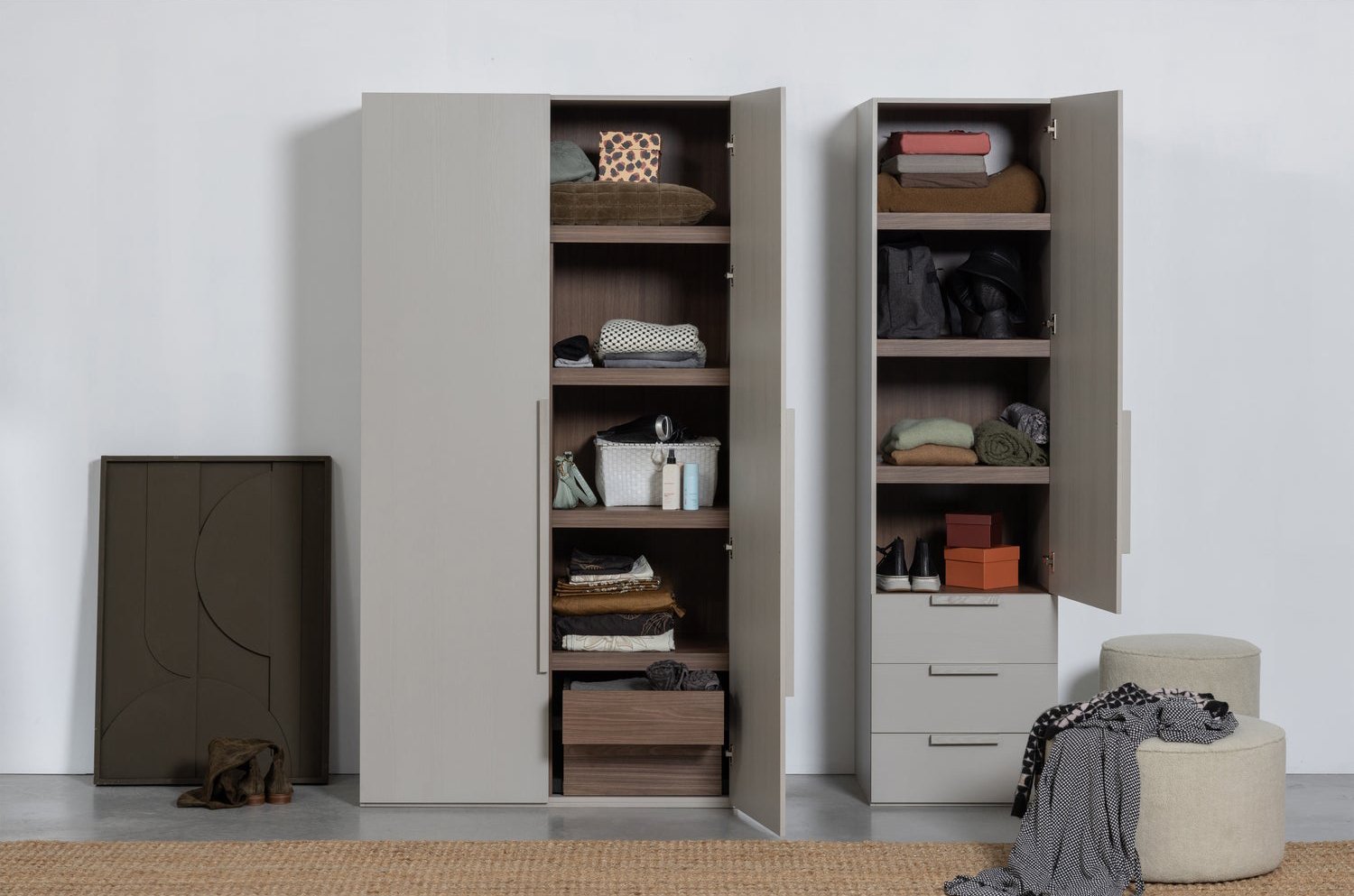 Rens Pebble Grey Long Handle 2 Door Wardrobe