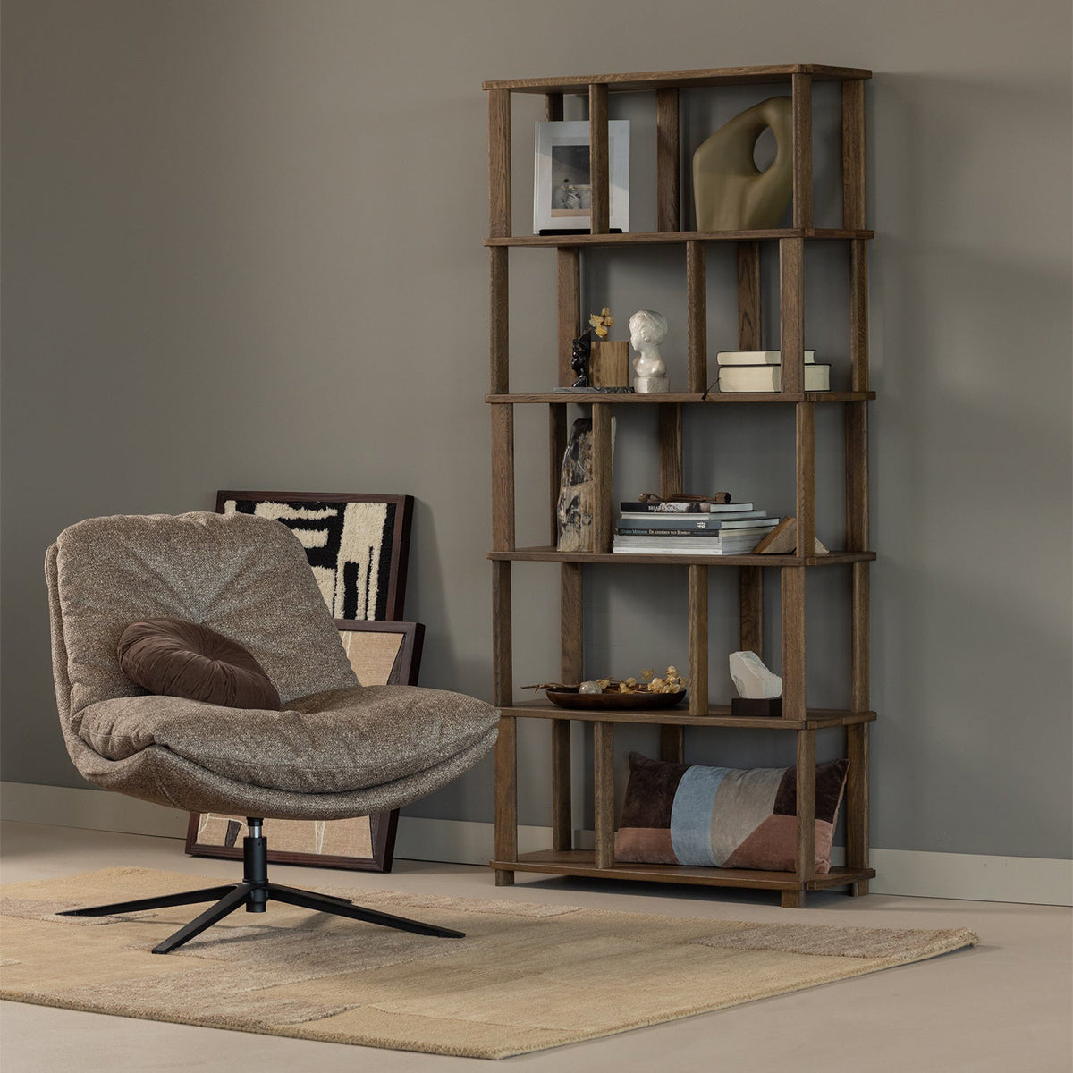 Riss Oak Wood Bookshelf