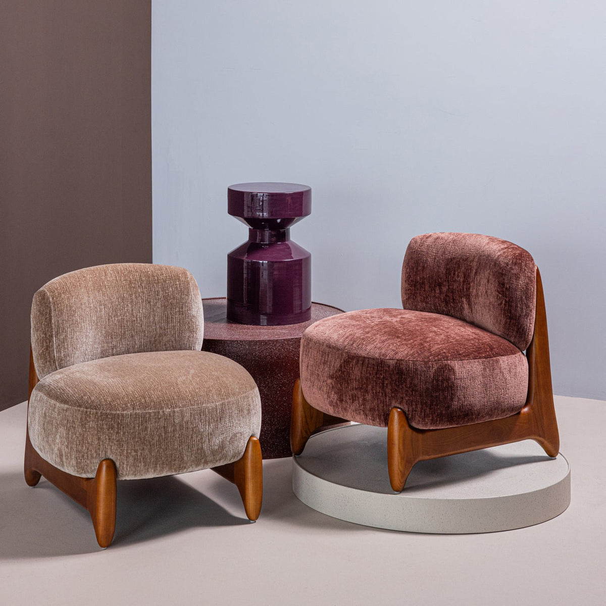 Runi Wood/Velvet Armchair