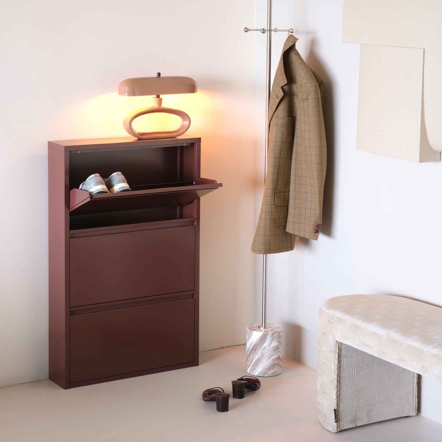 Sabine Metal 3 Compartment Shoe Cabinet