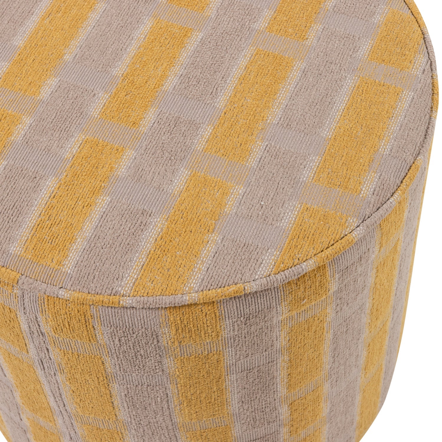 Sarli Taupe/Yellow Chenille High Pouf