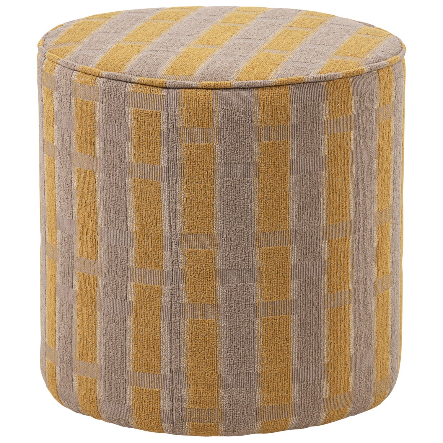 Sarli Taupe/Yellow Chenille High Pouf