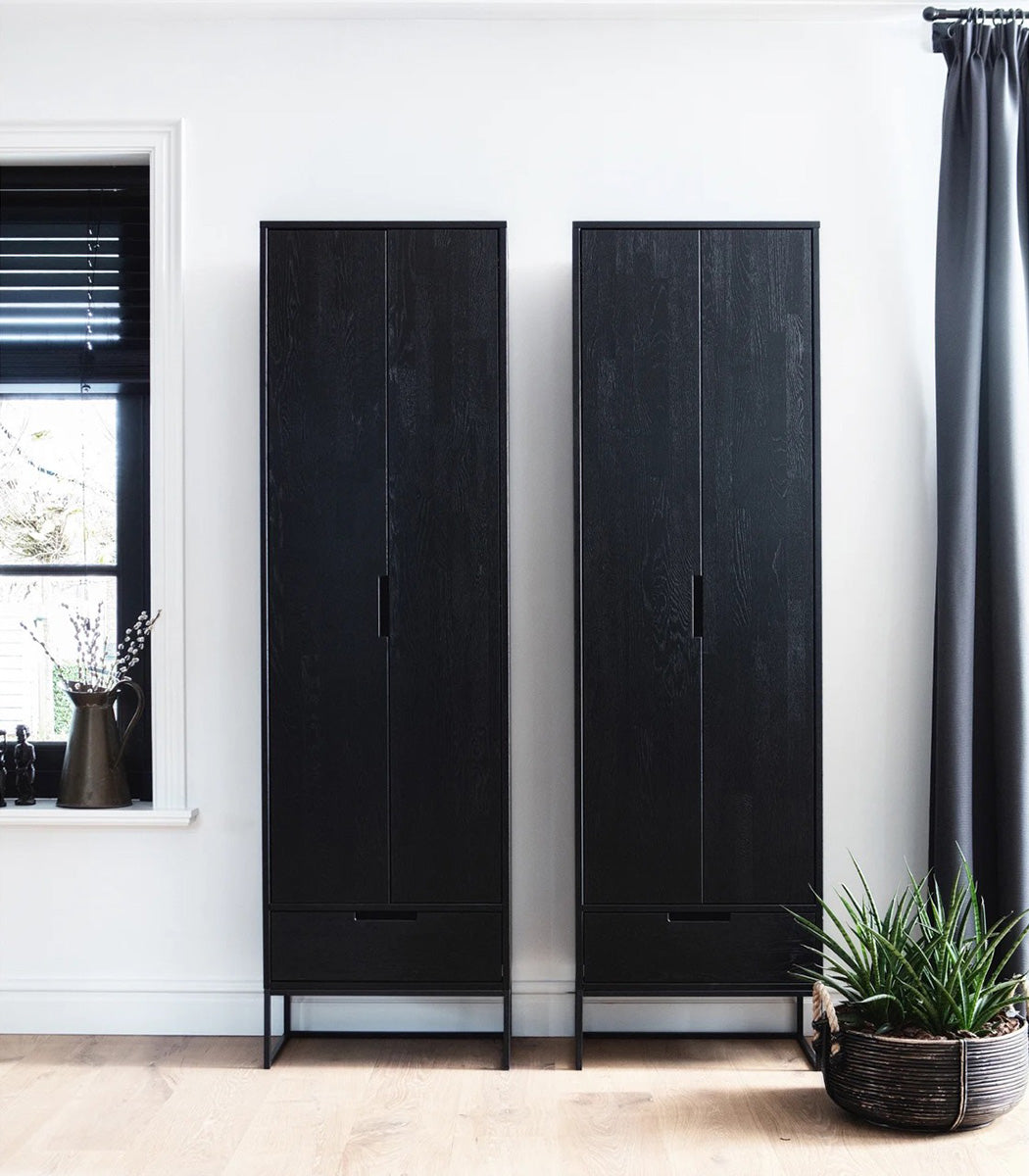 Silas Blacknight Brushed Ash Wood Slim Cabinet