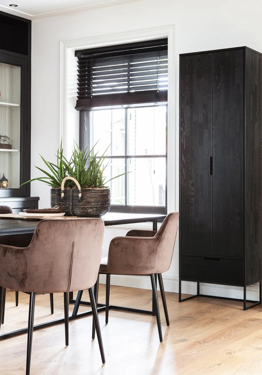 Silas Blacknight Brushed Ash Wood Slim Cabinet