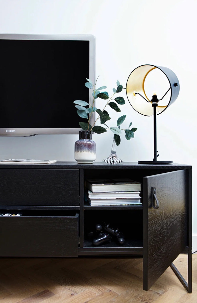 Silas Blacknight Brushed Ash Wood TV Unit