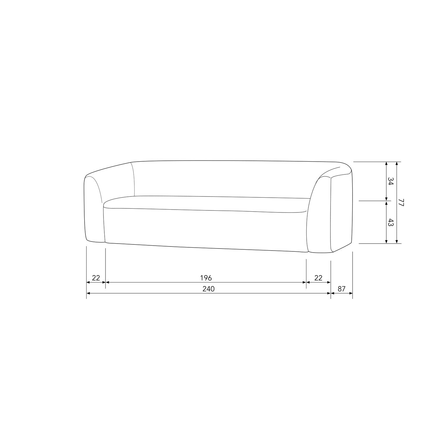 Sloping 3 Seater Sofa
