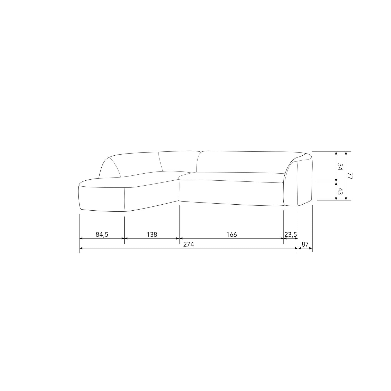 Sloping Corner Sofa