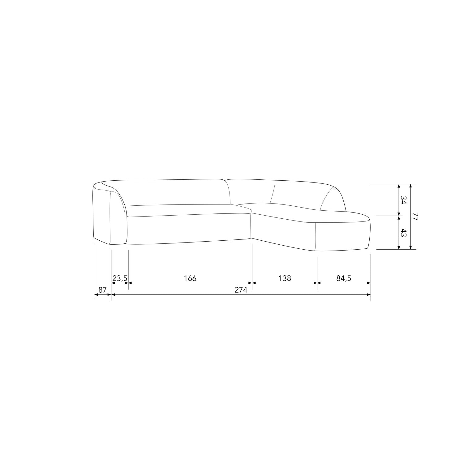 Sloping Corner Sofa