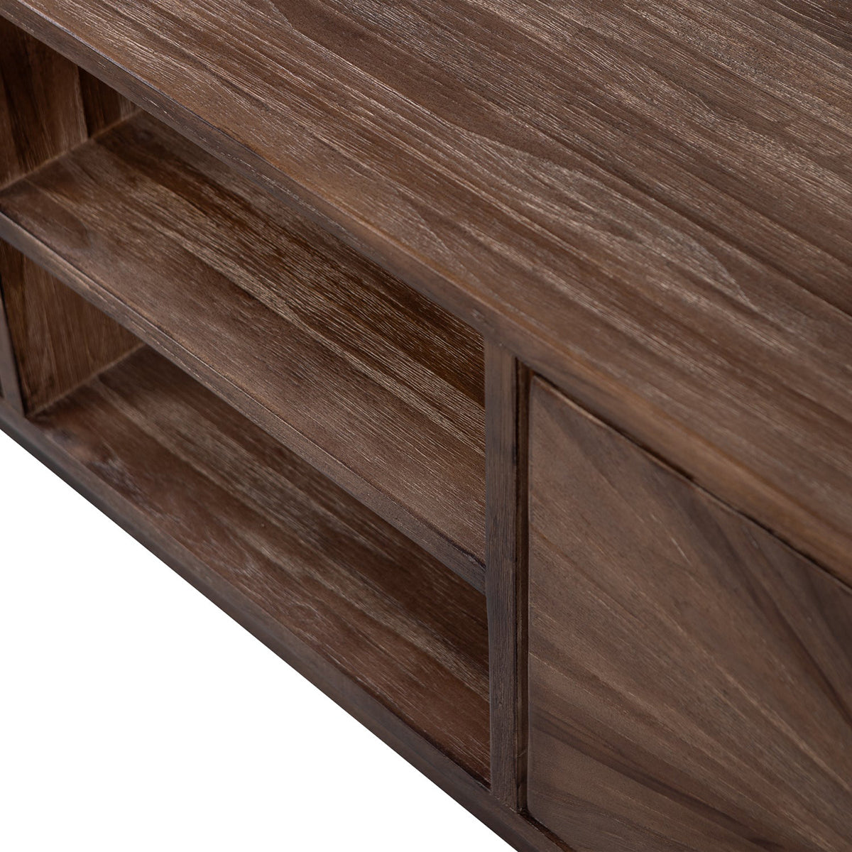 Sun Teak Wood Open Compartment TV Unit