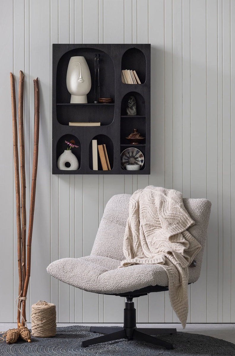 Vinny Sand Boucle Swivel Armchair