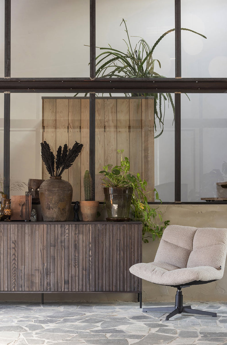 Vinny Sand Boucle Swivel Armchair