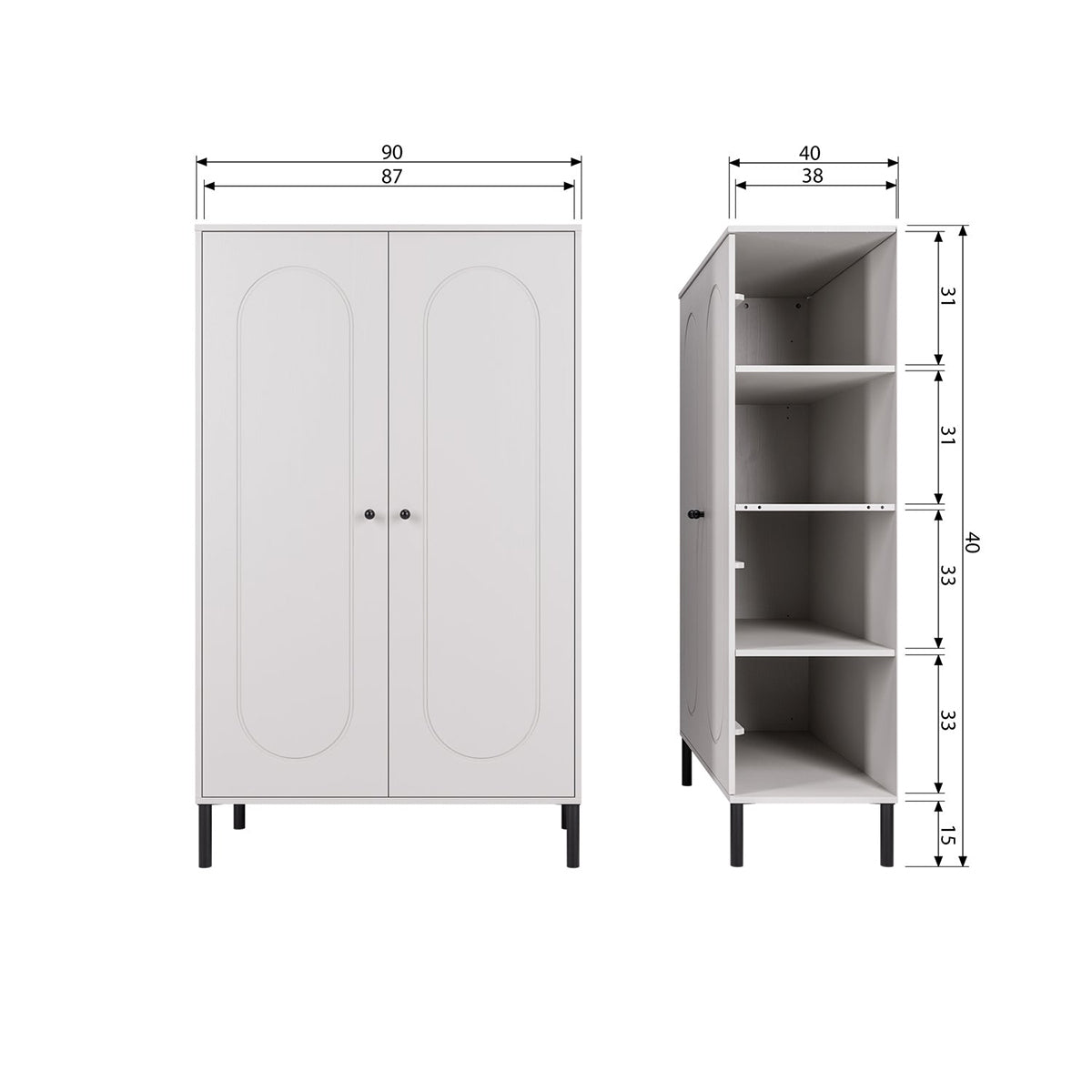 Xina Cloud Grey Pine Wood Low Cabinet