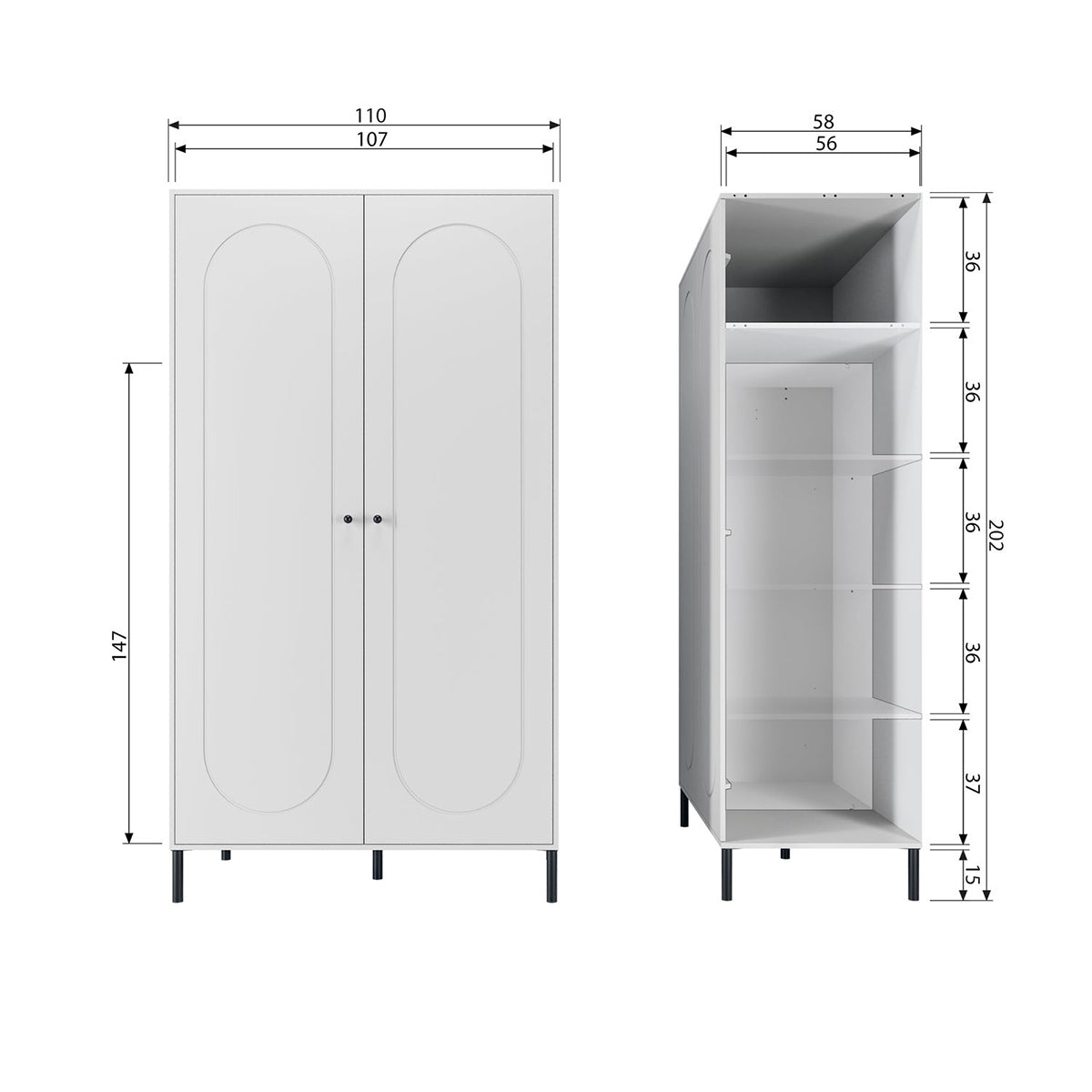 Xina Cloud Grey Pine Wood Wardrobe