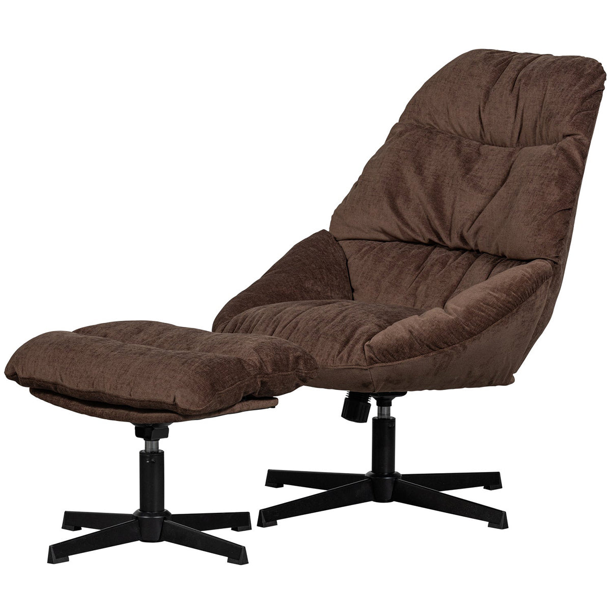 Yaro Espresso Chenille Swivel Armchair with Hocker