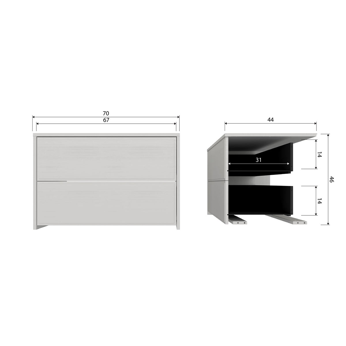 Yissa Pine Wood Two Drawers TV Unit