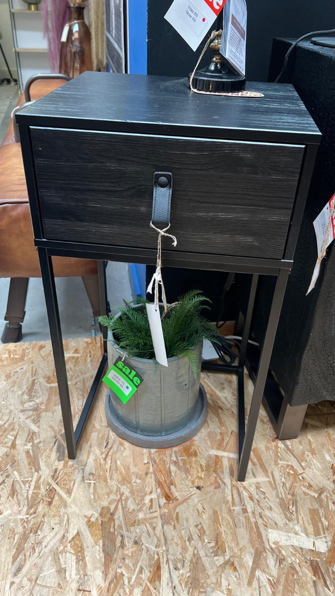 Zola Black Pine Wood Night Stand (Floor Model) - WOO .Design