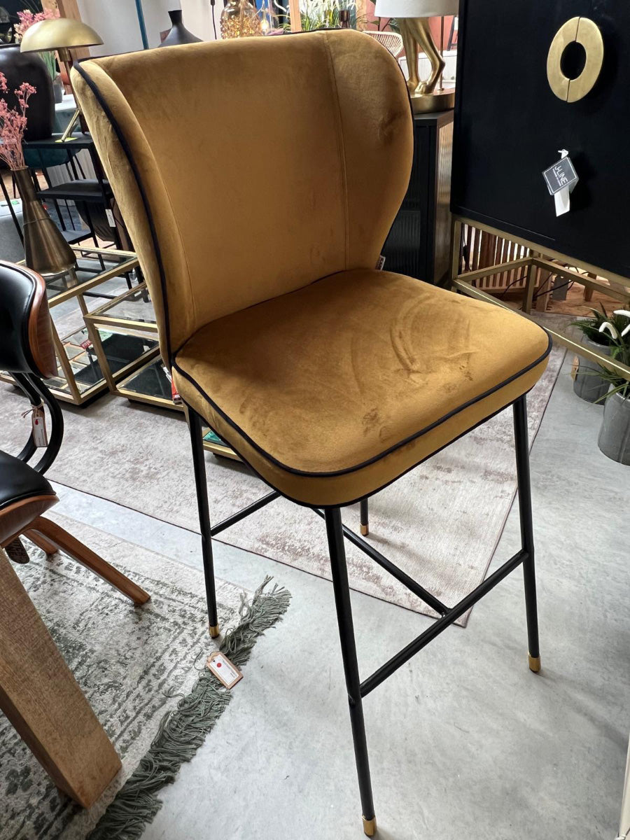 Irina Curry Velvet Barstool (Floor Model) - WOO .Design