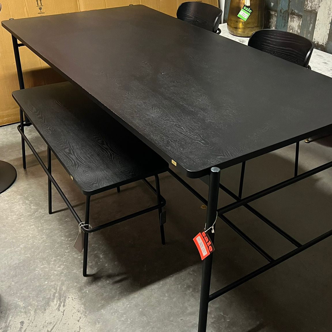 Ash Black Wood Dining Table (Outlet)