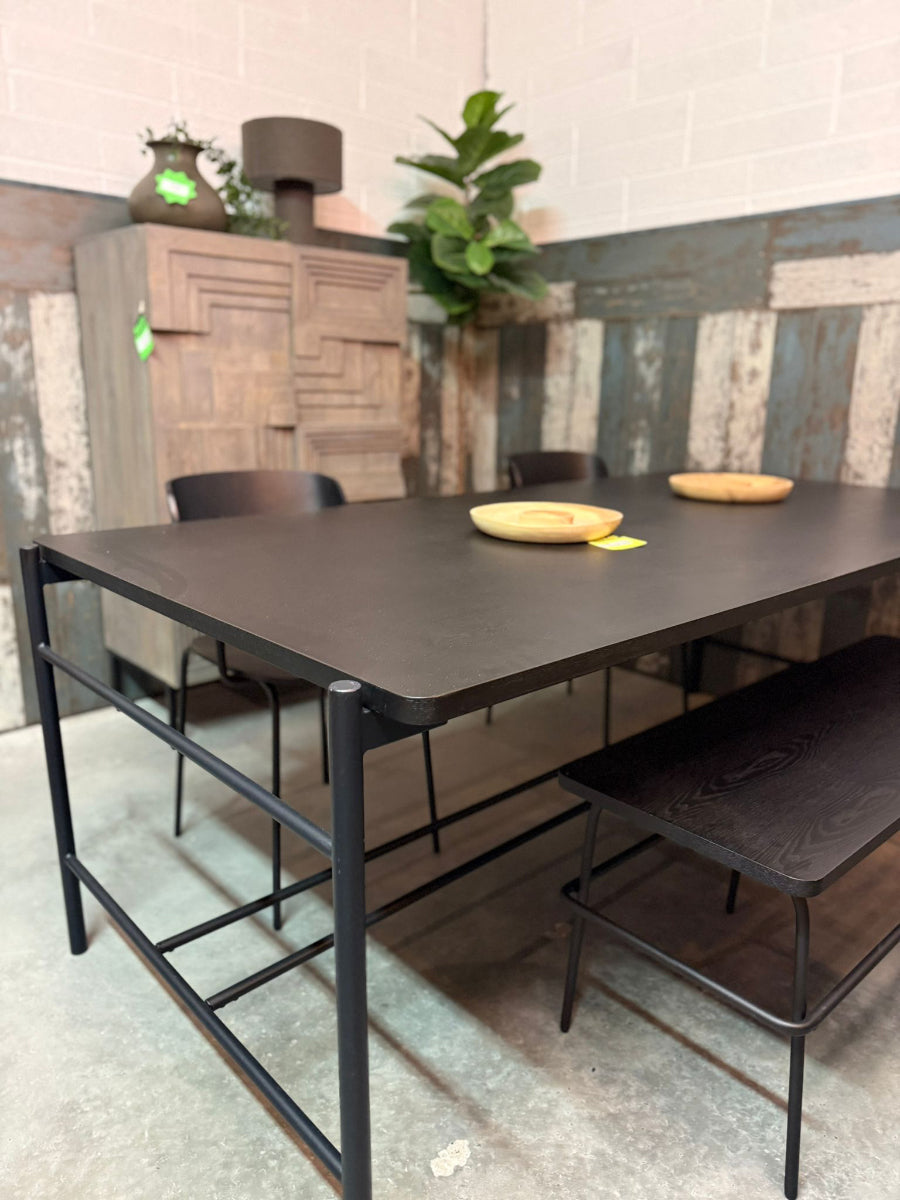 Ash Black Wood Dining Table (Outlet)