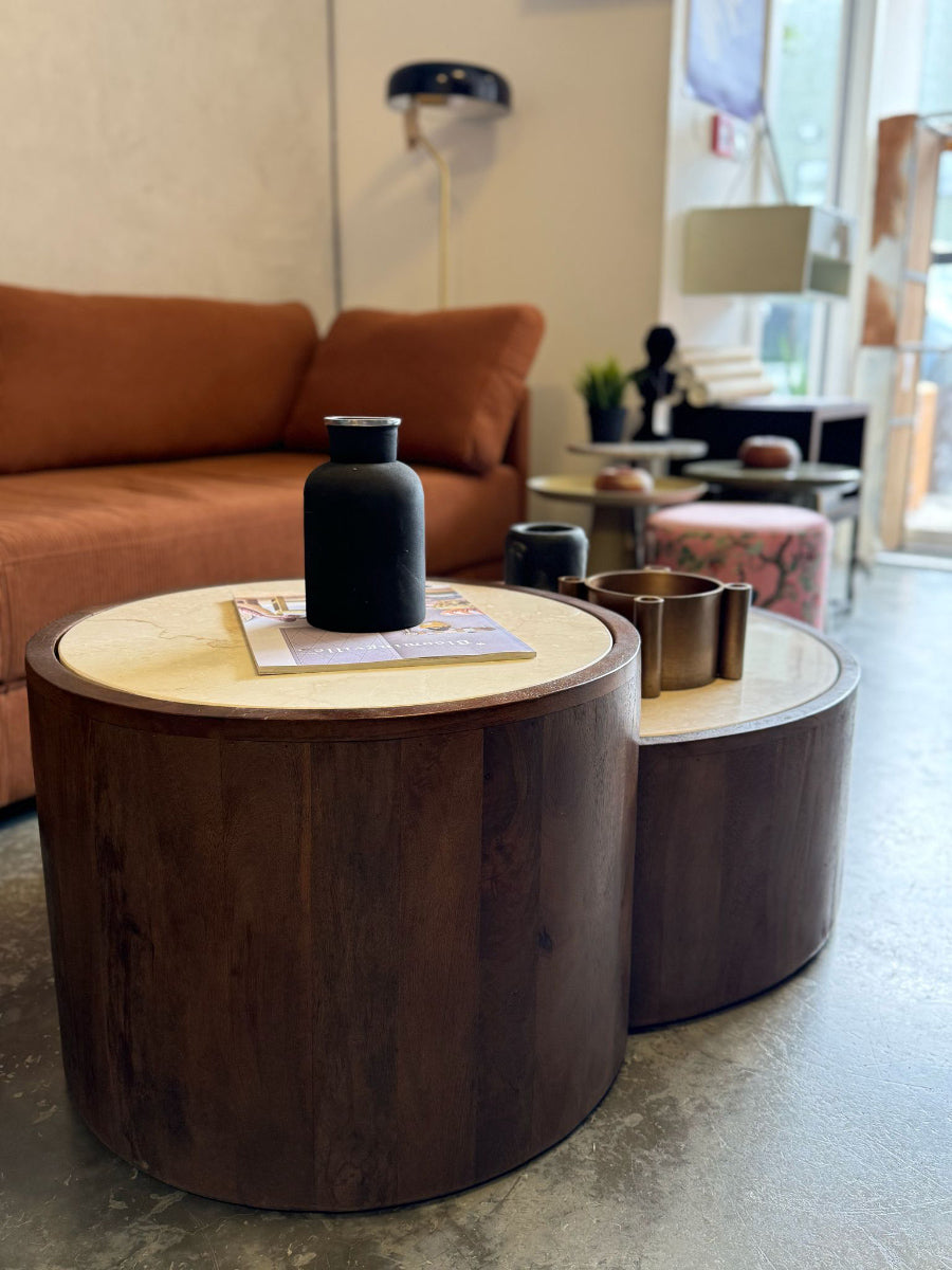 Hazel Marble/Mango Wood Coffee Table Set (Outlet)